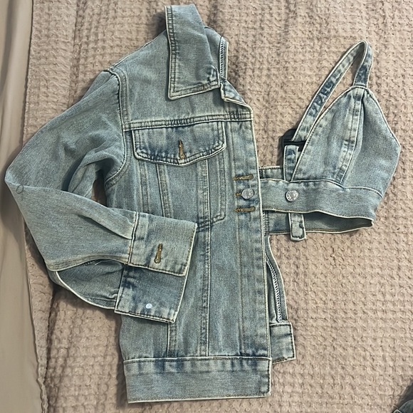 Denim Half bralette half jacket top - Picture 5 of 5
